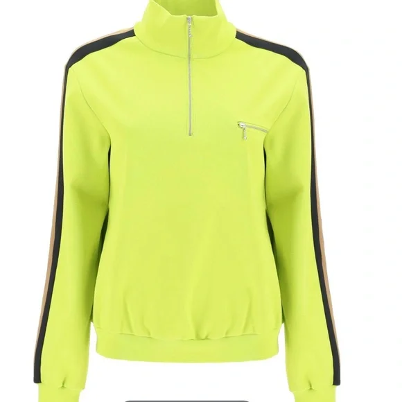 Tory Burch half zip techno jersey sweatshirt NWT size L Large Yellow
